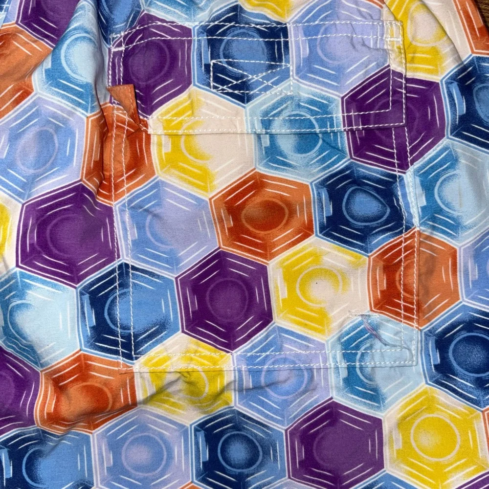 FLAWS Vilebrequin Colorful Hexagon Pattern Swim Shorts Size Large - Picture 4 of 12